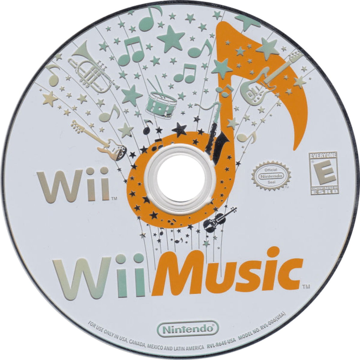 Wii Music disc art for Nintendo Wii (Wii) featuring motion‑controlled music creation with virtual instruments, jam sessions, and playful performance modes.