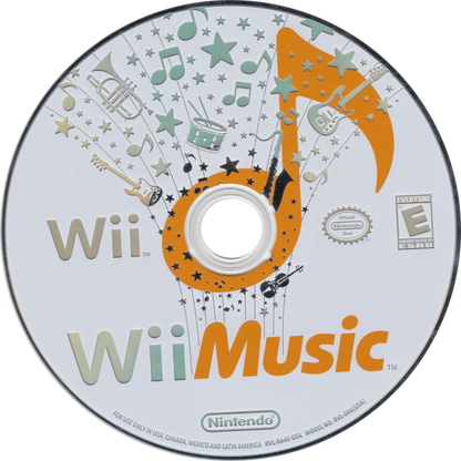 Wii Music disc art for Nintendo Wii (Wii) featuring motion‑controlled music creation with virtual instruments, jam sessions, and playful performance modes.