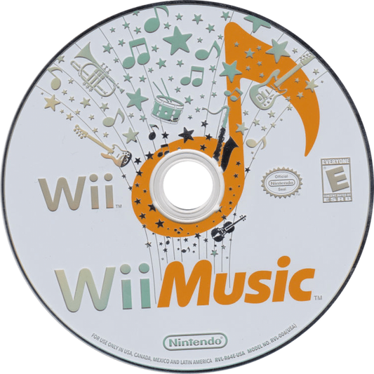 Wii Music disc art for Nintendo Wii (Wii) featuring motion‑controlled music creation with virtual instruments, jam sessions, and playful performance modes.
