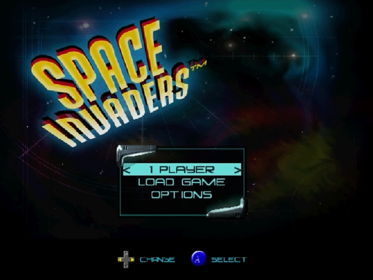 Space Invaders title screen for Nintendo 64 (N64) video game