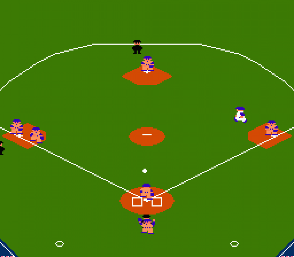 RBI Baseball retro Nintendo Entertainment System video game featuring baseball sports gameplay, arcade style batting, multiplayer competition and classic NES action - gameplay