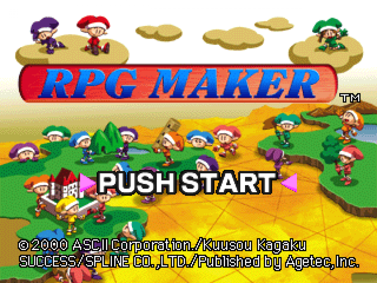 RPG Maker titlepage for PlayStation 1 (PS1) role-playing game creation video game