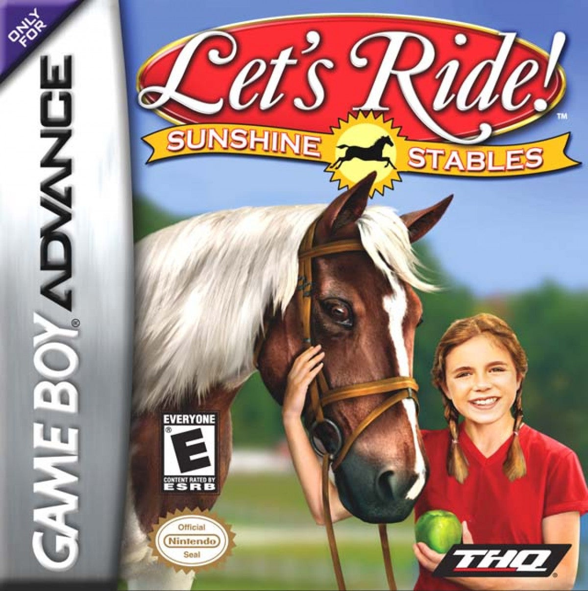 Let’s Ride Sunshine Stables for Game Boy Advance (GBA), cover image for a retro video game featuring horse riding simulation gameplay, stable management, training challenges, and equestrian adventure activities