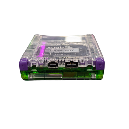 Game Boy Advance SP GBA SP handheld console custom green shell replacement clamshell design backlit screen rechargeable battery Nintendo portable retro gaming bottom back