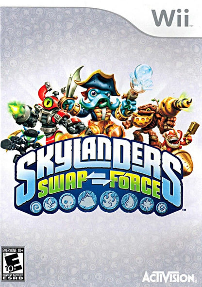 Skylanders Swap Force Nintendo Wii for retro video game enthusiasts featuring action adventure gameplay collectible toy to life mechanics interchangeable character abilities colorful fantasy worlds cooperative play platforming challenges and collectible gaming appeal cover art 