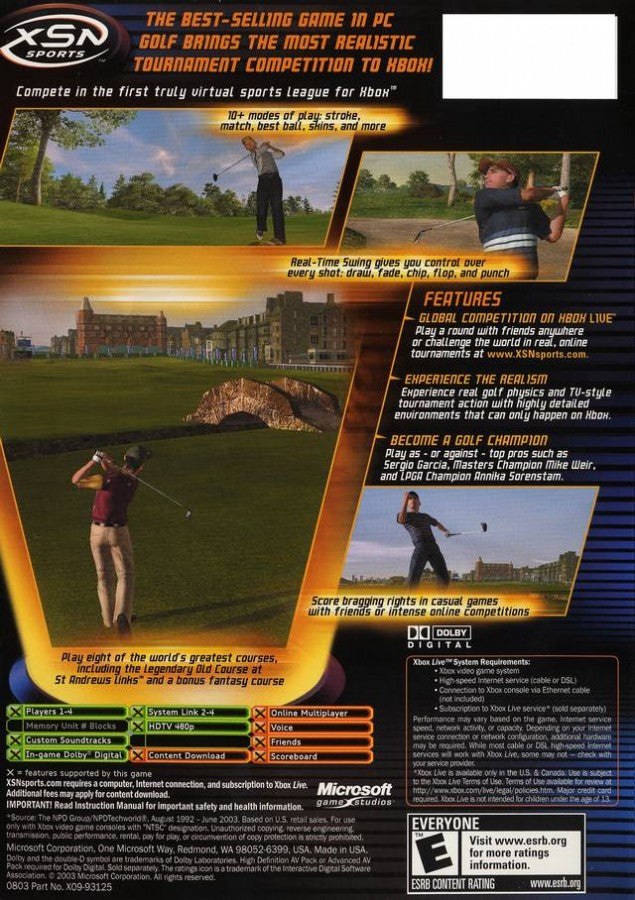 Links 2004 back cover art for Xbox (XBOX) video game