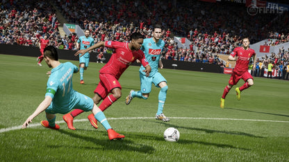 Retro FIFA 15 PS4 inspired design featuring realistic soccer simulation aesthetic next generation sports gameplay immersive stadium atmosphere fast paced football matches licensed teams competitive online play nostalgic EA Sports presentation gameplay