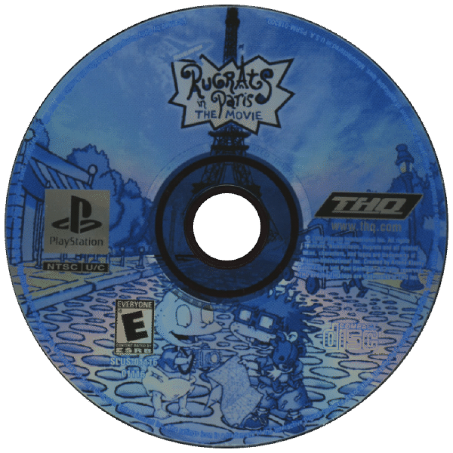 Rugrats in Paris disc for PlayStation 1 (PS1) family adventure video game