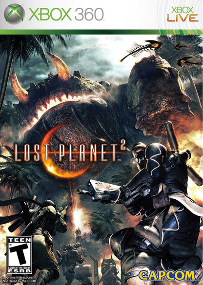 Lost Planet 2 cover art for Xbox 360 (X360) sci-fi third-person shooter video game