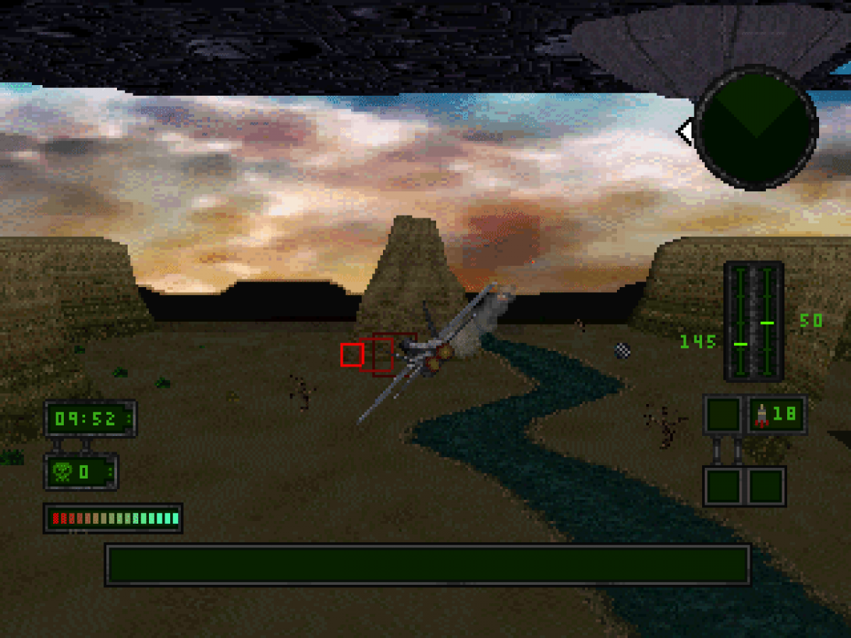 Independence Day PlayStation 1 PS1 third-person action flight combat video game based on the 1996 film alien invasion scenario aircraft dogfighting missions piloting F/A-18 Hornet AV-8B Harrier gameplay 