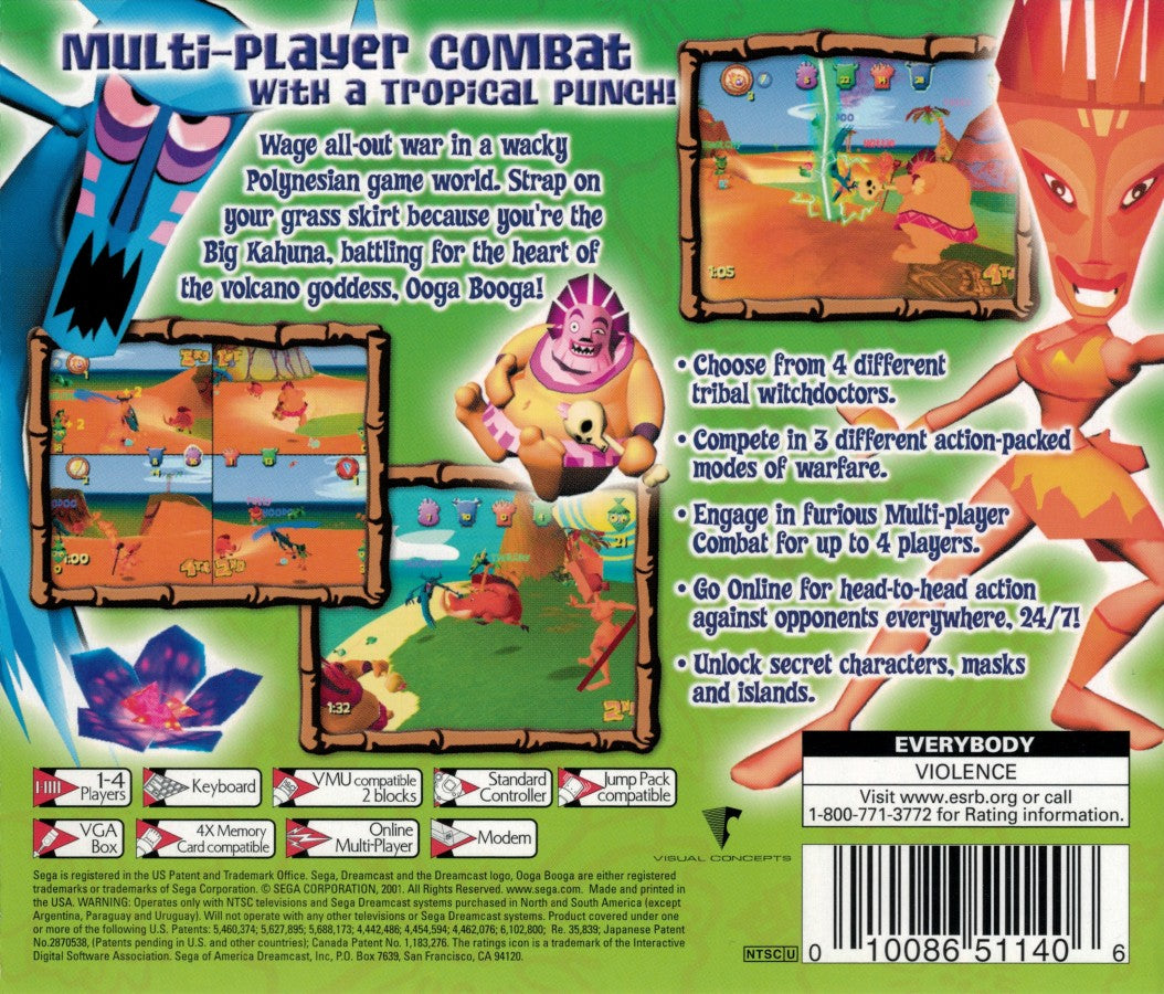 Ooga Booga Sega Dreamcast retro video game action party game back of case