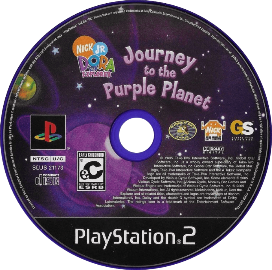 Dora the Explorer: Journey to the Purple Planet disc for PlayStation 2 (PS2) children’s educational platform-adventure video game