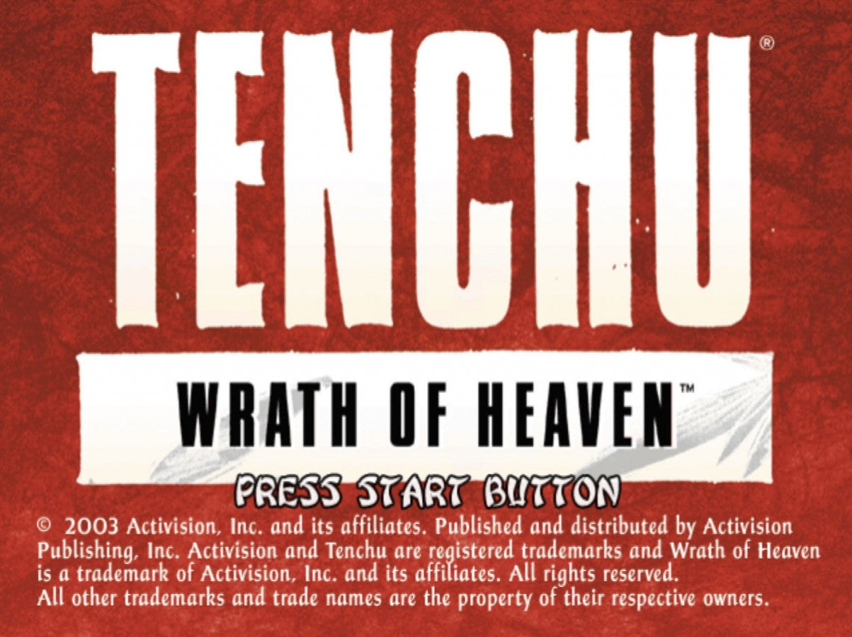 Tenchu: Wrath of Heaven PS2 stealth action video game featuring ninja-style gameplay, strategic assassination missions, rooftop infiltration, multiple playable characters (including Rikimaru and Ayame), atmospheric feudal Japan environments, cooperative and competitive modes, and classic Tenchu stealth mechanics on PlayStation 2. gameplay