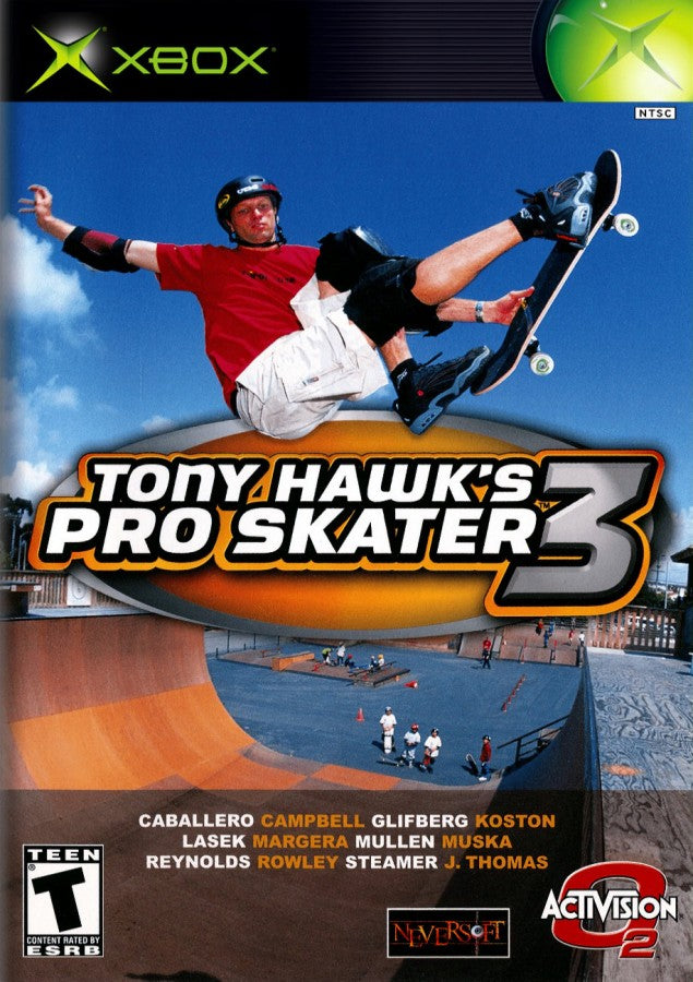 Tony Hawk's Pro Skater 3 Microsoft Xbox Original Xbox video game featuring skateboarding action gameplay professional skaters trick combos grinding ramps skate parks career mode challenges and extreme sports competition retro video game collection collectible gaming appeal cover art