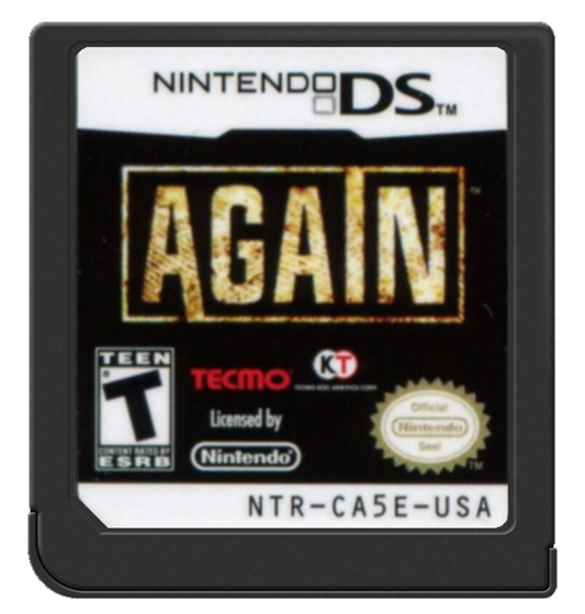 Again: Interactive Crime Novel cartridge art for Nintendo DS (DS) video game