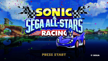 Sonic & Sega All-Stars Racing with Banjo-Kazooie start screen for Xbox 360 (X360) kart racing video game