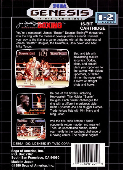 James Buster Douglas Knockout Boxing back cover art for Sega Genesis (GEN) video game