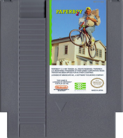 Paperboy 2 Nintendo Entertainment System NES for retro video game enthusiasts featuring arcade style action gameplay newspaper delivery challenges obstacle dodging fast paced bicycle riding suburban neighborhood routes classic score chasing mechanics and collectible gaming appeal cartridge