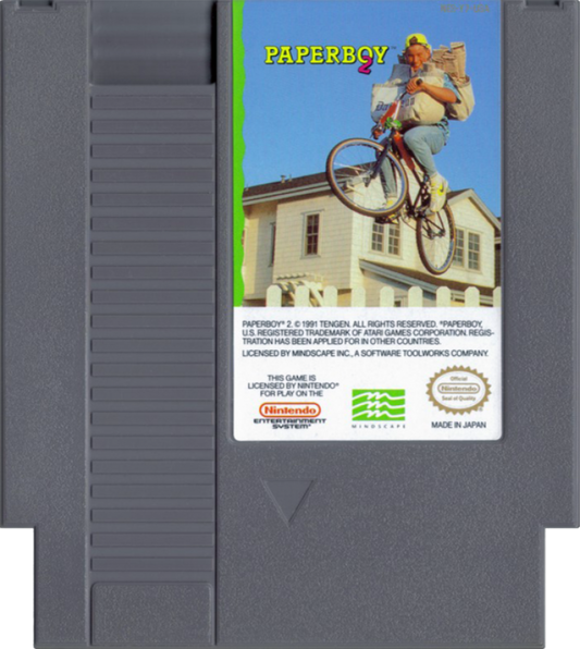 Paperboy 2 Nintendo Entertainment System NES for retro video game enthusiasts featuring arcade style action gameplay newspaper delivery challenges obstacle dodging fast paced bicycle riding suburban neighborhood routes classic score chasing mechanics and collectible gaming appeal cartridge