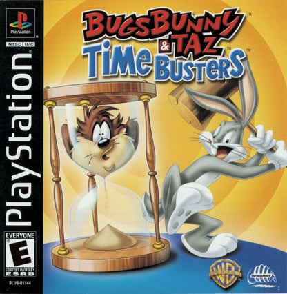 Bugs Bunny and Taz Time Busters PlayStation 1 game featuring cartoon-style platforming, time-travel adventures, and classic Looney Tunes humor front cover