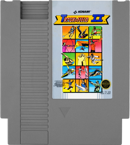 Track and Field II retro NES video game Track and Field sports olympic competition arcade athletics multiplayer mini games classic console title Nintendo Entertainment System release cartridge