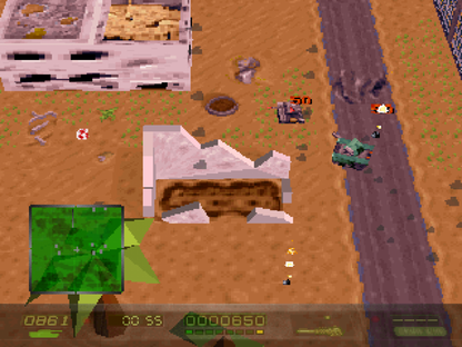 Mass Destruction game for the PlayStation featuring vehicular combat gameplay with tank based missions destructible environments objective driven levels and arcade style action across military themed battlefields gameplay 