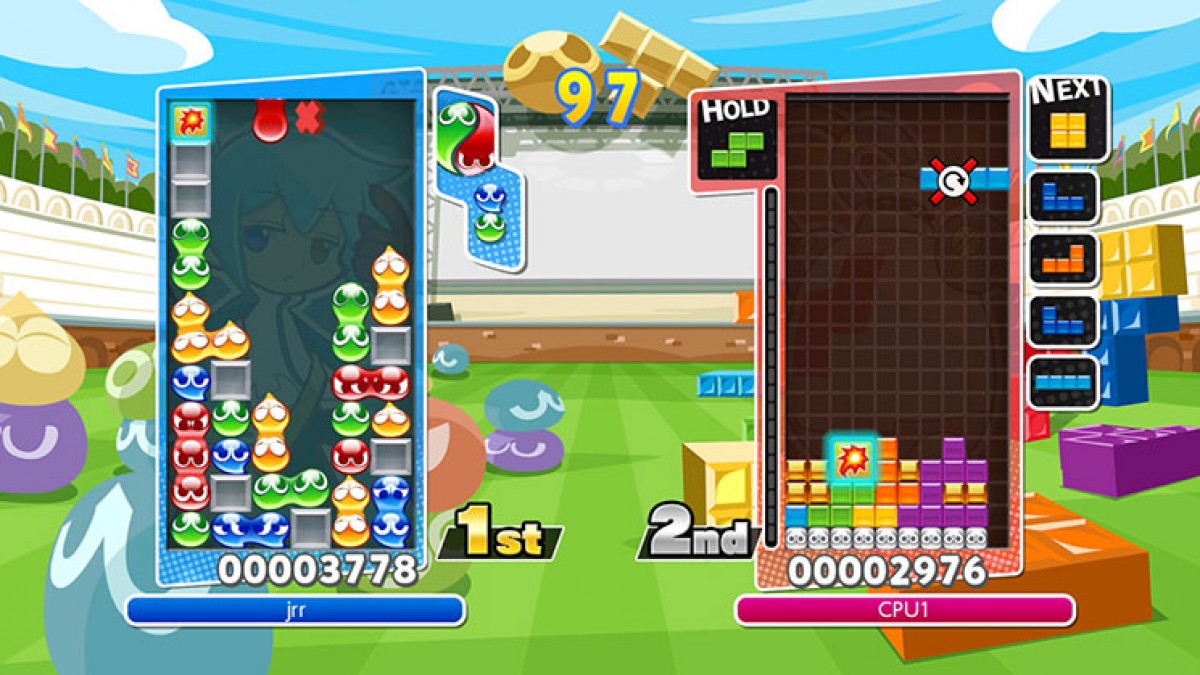 Puyo Puyo Tetris Nintendo Switch game featuring competitive puzzle gameplay combining classic Puyo Puyo and Tetris action gameplay