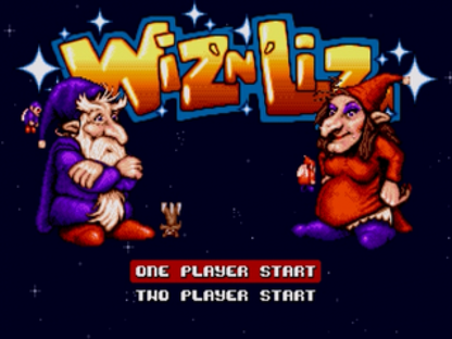 Wiz n Liz Sega Genesis retro video game platformer title screen (1993)