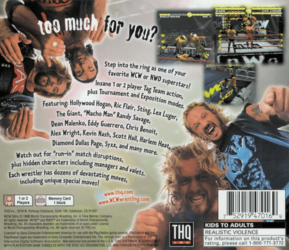 WCW Nitro back cover art for PlayStation 1 (PS1) video game