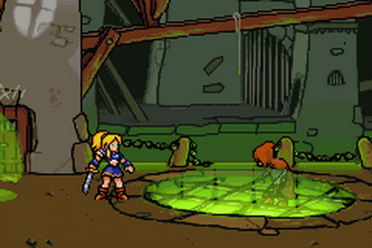 Lady Sia for Game Boy Advance (GBA), gameplay for a retro video game featuring side-scrolling platforming gameplay, fantasy combat, magical abilities, challenging levels, and action-adventure exploration
