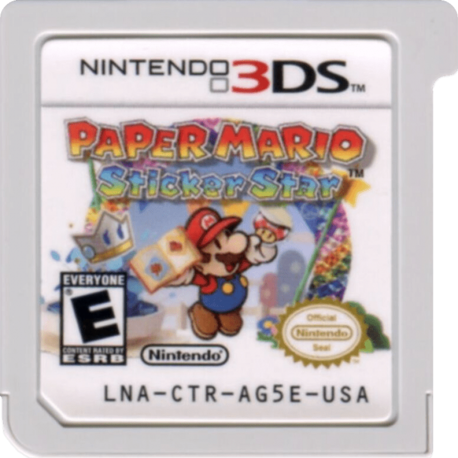 Paper Mario Sticker Star for Nintendo 3DS adventure role playing game featuring whimsical sticker based combat charming characters vibrant worlds and classic Mario franchise humor cartridge