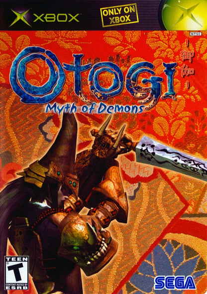 Otogi Myth of Demons Xbox action adventure video game featuring Raikou fast-paced sword combat supernatural enemies powerful attacks dark fantasy environments intense battles destructive gameplay and classic original Xbox gaming collectible retro gaming appeal front cover art