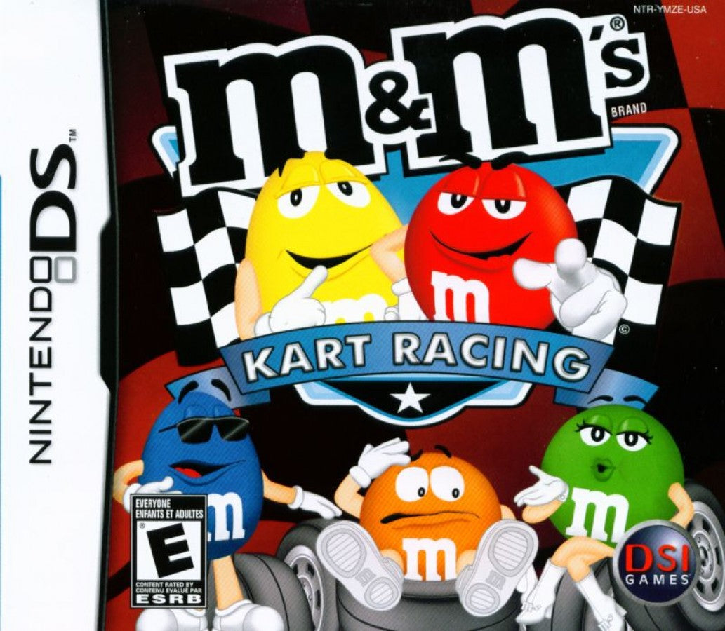 M&M’s Kart Racing Nintendo DS video game, arcade-style racing, colorful candy-themed tracks, family-friendly handheld console title front cover