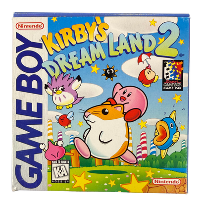 Kirby's Dream Land Game Boy GB for platforming video game fans featuring Kirby's classic adventure colorful levels power ups enemy abilities challenging boss battles side scrolling gameplay charming characters and classic Nintendo handheld gaming collectible retro Game Boy appeal cover art