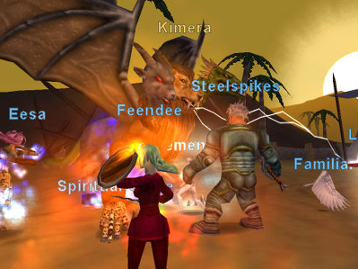 EverQuest Online Adventures: Frontiers for PlayStation 2 (PS2) featuring the console MMO expansion that adds new zones quests monsters and gear to the world of Norrath; team up with other players choose a class and explore a large online fantasy adventure built for PS2 network play gameplay screenshot