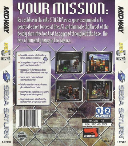 Area 51 back cover art for Sega Saturn (SS) video game