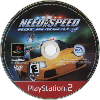 Need for Speed: Hot Pursuit 2 [Greatest HIts] disc cover art for PlayStation 2 racing video game. 