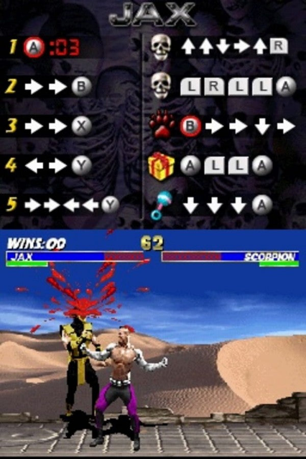 Ultimate Mortal Kombat Nintendo DS DS for fighting video game fans featuring classic Mortal Kombat characters brutal combat signature fatalities special moves arcade modes puzzle combat challenges touchscreen features and portable Nintendo DS gameplay collectible gaming appeal gameplay
