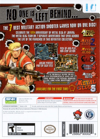 Metal Slug Anthology – Nintendo Wii (Wii) run and gun arcade shooter video game back of case
