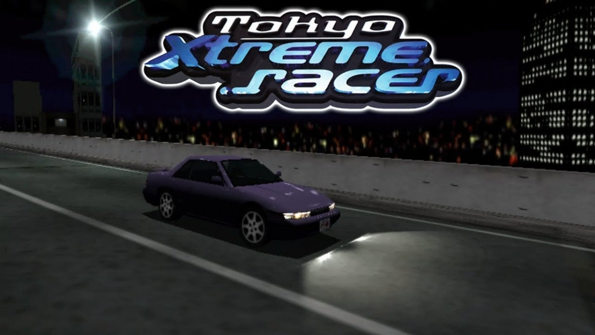 Tokyo Xtreme Racer game for the Sega Dreamcast featuring highway street racing gameplay set in Tokyo with one on one rival battles car tuning progression and nighttime racing against named opponents across expressway routes gameplay