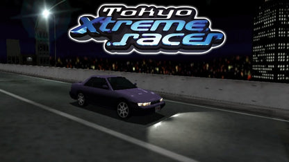 Tokyo Xtreme Racer game for the Sega Dreamcast featuring highway street racing gameplay set in Tokyo with one on one rival battles car tuning progression and nighttime racing against named opponents across expressway routes gameplay