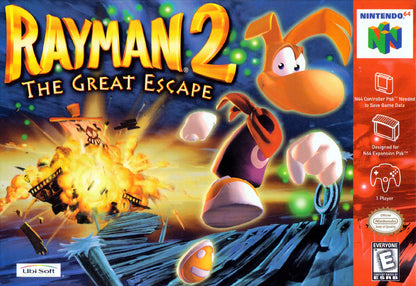 Rayman 2 The Great Escape cover art for Nintendo 64 (N64) video game