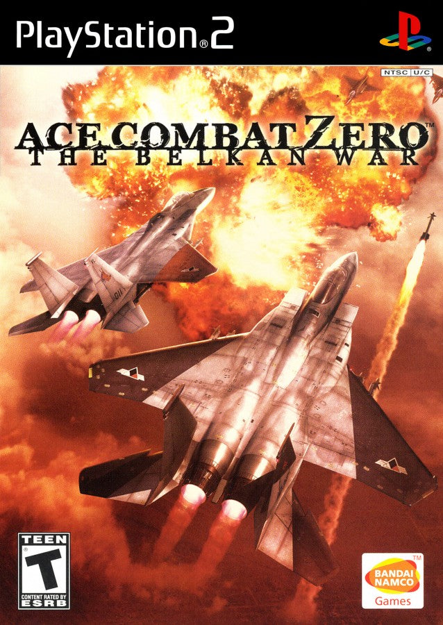 Ace Combat Zero The Belkan War PS2 Sony PlayStation 2 flight combat simulator jet fighter aerial dogfighting military aviation war campaign story driven Namco air combat game realistic flight missions retro PlayStation 2 software game title front cover 