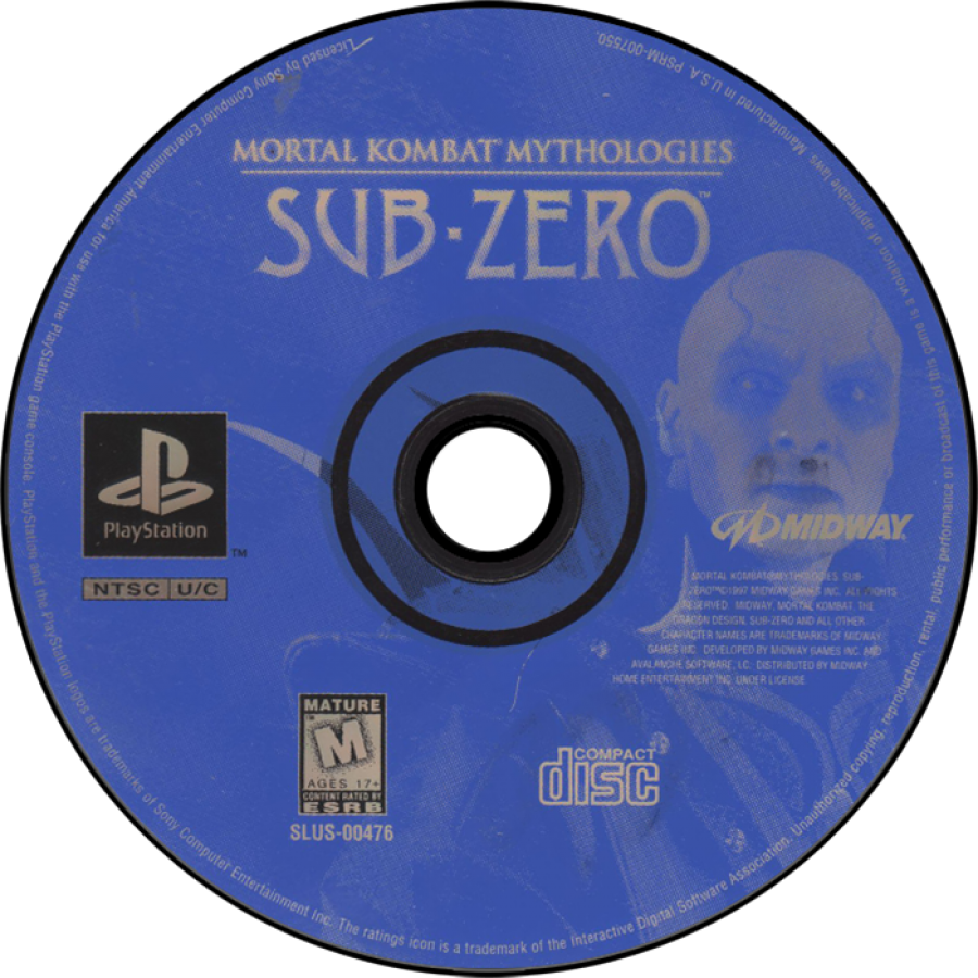 Mortal Kombat Mythologies: Sub-Zero PlayStation 1 PS1 for action adventure retro video game fans featuring martial arts combat side scrolling platforming Mortal Kombat characters ninja abilities challenging enemies dark fantasy environments collectible gaming appeal disc