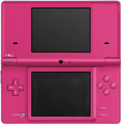 Nintendo DSi Pink Nintendo DSi handheld console in pink color dual screen portable gaming system built in cameras touch screen WiFi capable retro handheld device front openn