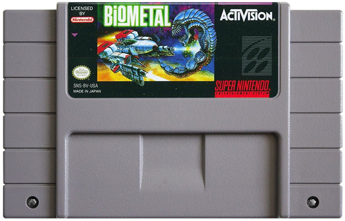 Biometal cartridge for Super Nintendo Entertainment System (SNES) retro video game