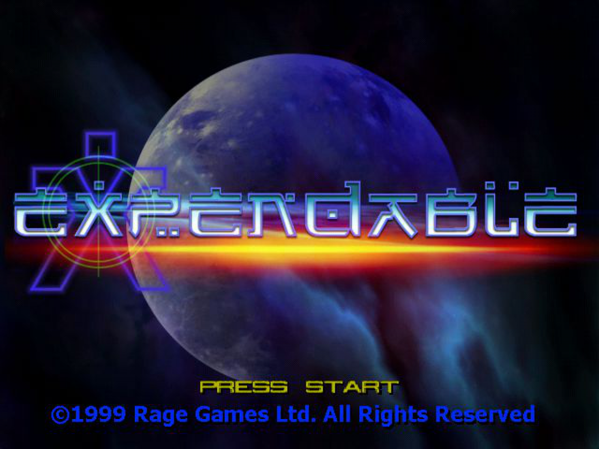 Expendable Sega Dreamcast retro video game run and gun shooter title screen