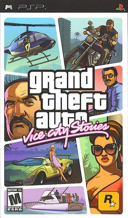 Grand Theft Auto Vice City Stories PSP GTA Vice City Stories PlayStation Portable UMD Rockstar Games open world crime sandbox action adventure Miami 1980s neon city retro handheld video game authentic Sony PSP classic GTA series collectible gaming title cover art