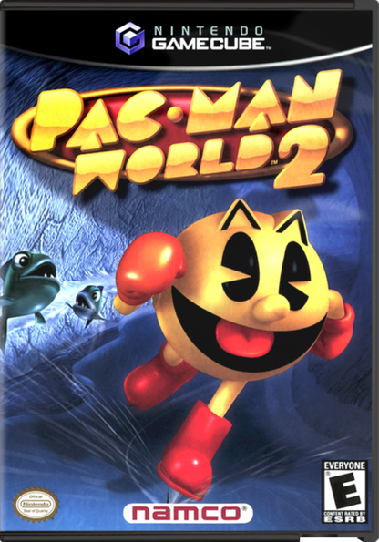 Pac-Man World 2 cover art for Nintendo GameCube (GC) platforming adventure video game