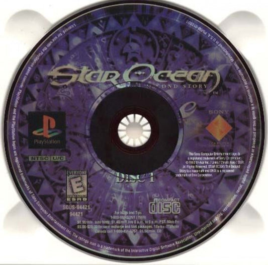 Star Ocean: The Second Story cover art for PlayStation 1 (PS1) role-playing disc 1